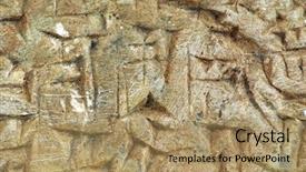  Presentation with ancient greek of stone - Presentation design having cuneiform - ancient sumerian writing carved background and a  colored foreground