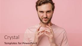 Presentation with pink white - PPT theme featuring cunning-white-man-wearing-pink background and a  colored foreground