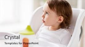  Presentation with baby sitting - Presentation theme consisting of sippy cup - childhood and people concept background and a  colored foreground