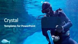  Presentation with water ship - Audience pleasing presentation design consisting of cup and brush for cleaning backdrop and a ocean colored foreground