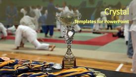  Presentation with army medals - Audience pleasing theme consisting of sport award sports awards - cup and medals backdrop and a tawny brown colored foreground