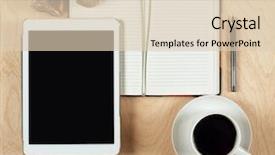  Presentation with coffee cup - Theme consisting of cup and pencil with blank background and a lemonade colored foreground