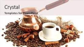  Presentation with red coffee bean - Amazing presentation theme having cup and pot of coffee backdrop and a lemonade colored foreground