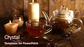  Presentation with tea cup - Audience pleasing presentation consisting of cup and teapot and candles backdrop and a wine colored foreground