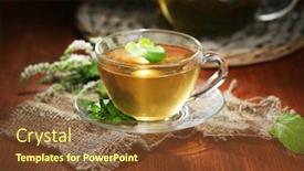  Presentation with herbal - Slide deck having cup-and-teapot-of-herbal background and a tawny brown colored foreground