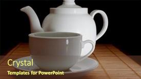  Presentation with teapot - Slides featuring cup and teapot on the bamboo napkin background and a tawny brown colored foreground