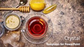  Presentation with ginger lemon drink - Colorful theme enhanced with cup-black-tea-with-ginger backdrop and a violet colored foreground