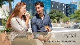  Presentation with cup coffee - Audience pleasing presentation design consisting of cup coffee during lunch break backdrop and a coral colored foreground