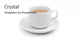  Presentation with cup coffee - Presentation design consisting of cup coffee isolated on white background and a  colored foreground