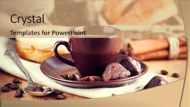  Presentation with coffee beans - Audience pleasing PPT layouts consisting of cup coffee with beans backdrop and a coral colored foreground