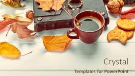  Presentation with coffee book - Colorful presentation theme enhanced with cup-coffee-with-book backdrop and a lemonade colored foreground