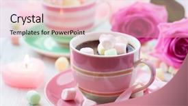  Presentation with hot and cold coffee cup - Slide set enhanced with hot chocolate and marshmallow background and a lemonade colored foreground