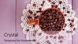  Presentation with color full - Beautiful PPT layouts featuring cup full of coffee beans on color wooden background backdrop and a soft green colored foreground