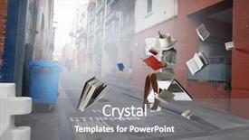  Presentation with media management - Beautiful slide set featuring cup headed woman business efficiency backdrop and a gray colored foreground