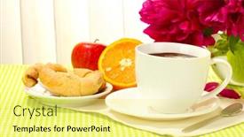  Presentation with hot chocolate - Presentation design consisting of roof of the house with nice window background and a mint green colored foreground