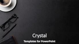  Presentation with flower office desk table - Slide deck with cup notepad and pen top background and a dark gray colored foreground