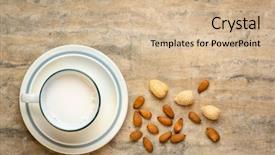  Presentation with nuts milk - PPT layouts consisting of cup of almond milk background and a soft green colored foreground