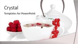  Presentation with tea cup - Colorful PPT layouts enhanced with cup of berry tea isolated backdrop and a white colored foreground
