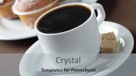  Presentation with muffins - Presentation theme having cup of black coffee against muffins background and a light gray colored foreground