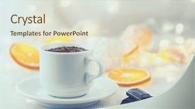  Presentation with orange and black backrgound - Presentation theme having cup of black coffee chocolate background and a lemonade colored foreground