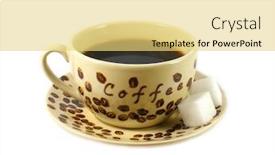  Presentation with coffee cup - PPT theme with cup-of-black-coffee background and a yellow colored foreground