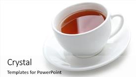  Presentation with black-tea - Cool new PPT theme with cup of black tea isolated backdrop and a white colored foreground
