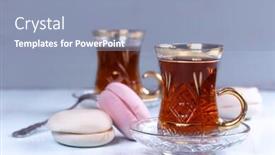  Presentation with black tea - Cool new PPT theme with cup-of-black-tea backdrop and a light blue colored foreground