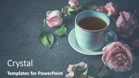  Presentation with black tea - Colorful presentation theme enhanced with cup-of-black-tea backdrop and a gray colored foreground