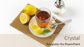  Presentation with black-tea - Theme enhanced with cup-of-black-tea background and a coral colored foreground