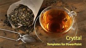 Presentation with black tea - Amazing PPT layouts having cup of black tea on wooden table backdrop and a tawny brown colored foreground