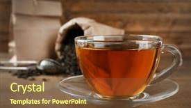  Presentation with black tea - Amazing presentation having cup of black tea on wooden table backdrop and a tawny brown colored foreground