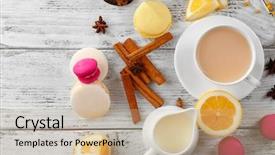  Presentation with milk tea - Beautiful presentation theme featuring cup of brewed tea milk backdrop and a coral colored foreground