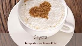  Presentation with cappuccino - Presentation theme with cup of cappuccino with ground cinnamon in the form of heart on old wooden table top view background and a lemonade colored foreground