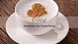  Presentation with cappuccino - Slide set with cup of cappuccino with ground cinnamon in the form of heart on old wooden table top view background and a mint green colored foreground