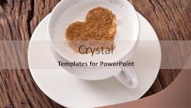  Presentation with cappuccino - Colorful slide set enhanced with cup of cappuccino with ground cinnamon in the form of heart on old wooden table top view backdrop and a soft green colored foreground