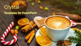  Presentation with cappuccino - Audience pleasing PPT theme consisting of cup-of-cappuccino backdrop and a tawny brown colored foreground