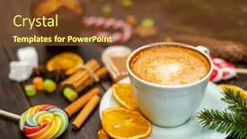  Presentation with cappuccino - Beautiful PPT theme featuring cup-of-cappuccino backdrop and a tawny brown colored foreground