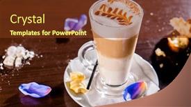  Presentation with cappuccino - Slides with chocolate cocao - cup of cappuccino background and a tawny brown colored foreground