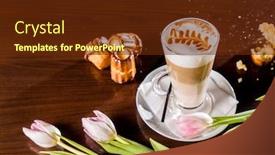  Presentation with cappuccino - Slide set enhanced with chocolate cocao - cup of cappuccino background and a tawny brown colored foreground