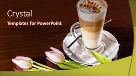  Presentation with cappuccino - Cool new PPT theme with chocolate cocao - cup of cappuccino backdrop and a wine colored foreground