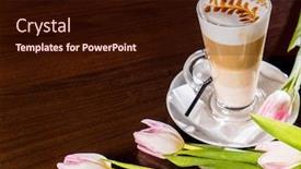  Presentation with cappuccino - Theme consisting of chocolate cocao - cup of cappuccino background and a wine colored foreground