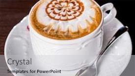  Presentation with cappuccino - PPT theme with chocolate cocao - cup of cappuccino background and a light gray colored foreground