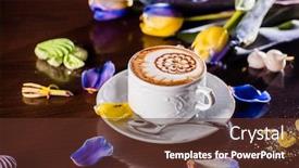  Presentation with cappuccino - Theme featuring chocolate cocao - cup of cappuccino background and a tawny brown colored foreground