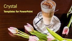  Presentation with cappuccino - Beautiful presentation theme featuring chocolate cocao - cup of cappuccino backdrop and a tawny brown colored foreground