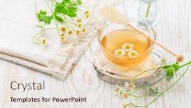  Presentation with tea cup - Amazing presentation design having cup-of-chamomile-tea backdrop and a lemonade colored foreground