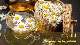  Presentation with chamomile - Presentation enhanced with cup-of-chamomile-tea background and a tawny brown colored foreground
