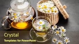  Presentation with chamomile - Theme enhanced with cup of chamomile tea background and a tawny brown colored foreground