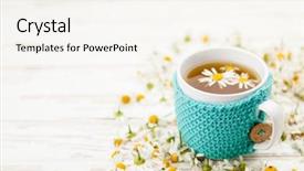  Presentation with tea cup - PPT theme consisting of cup of chamomile tea background and a sky blue colored foreground