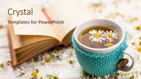  Presentation with tea cup - Theme enhanced with cup of chamomile tea background and a cream colored foreground