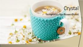  Presentation with tea cup - Beautiful PPT theme featuring cup of chamomile tea backdrop and a lemonade colored foreground